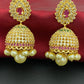 Splendid Traditional Wear Gold plated Jhumka Earrings With Pearl Drops