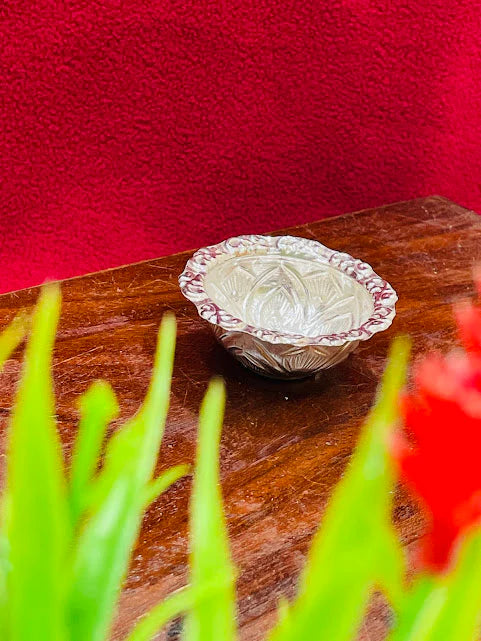 100% Pure Fine Silver Designer Plate/Bowl for Pooja