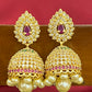 Traditional Wear Gold plated Jhumka Earrings With Pearl Drops In Tucson