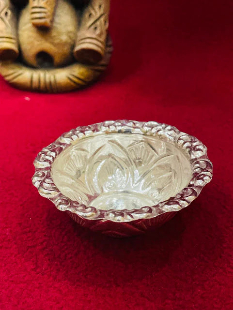 100% Pure Fine Silver Designer Plate/Bowl for Pooja In Surprise