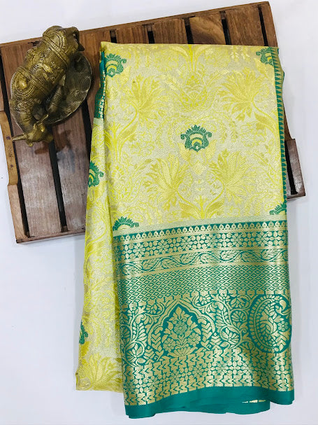 Charming Yellow Color Kanchi Silk Saree With Zari Work In Near Me