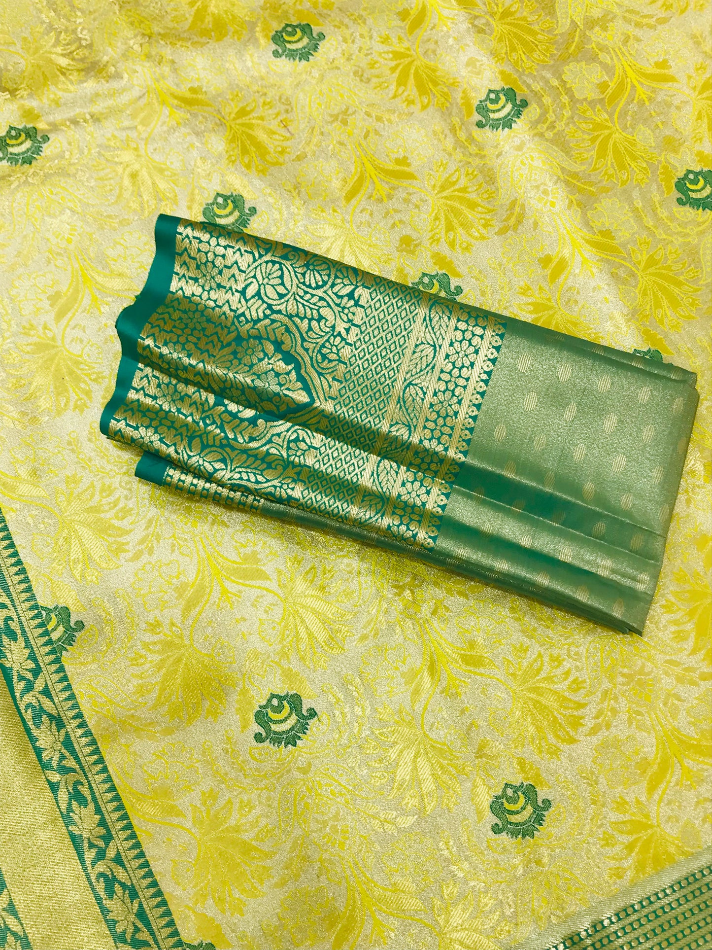 Yellow Color Kanchi Silk Saree With Zari Work For Women In Chandler