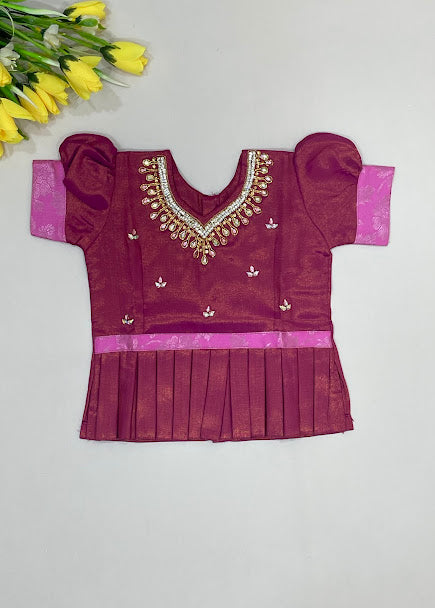 Silk Langa Set With Stone Work In Mesa