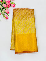 Alluring Gold Color Art Silk Saree With Gold Zari Work For Women