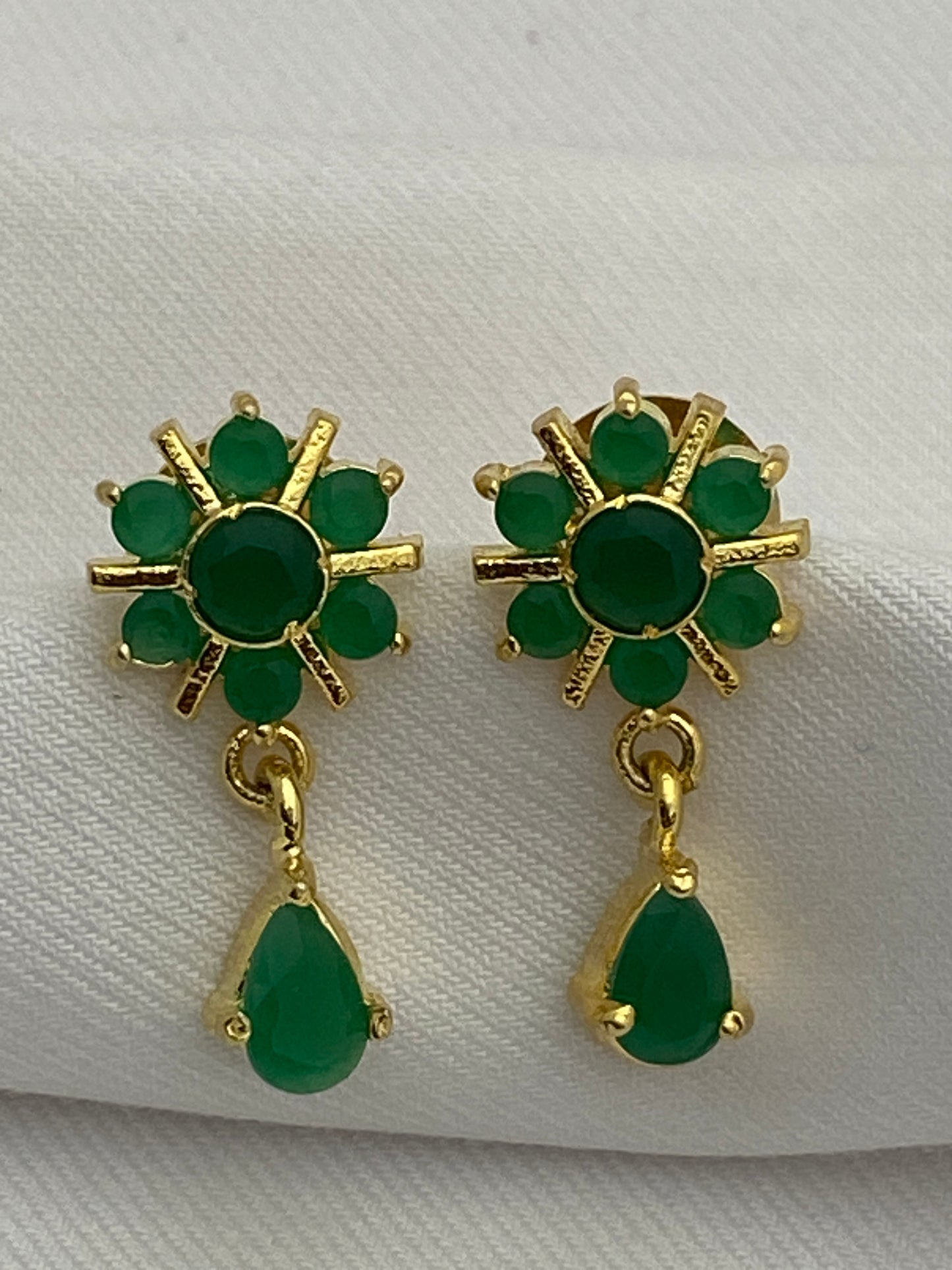 Gorgeous Gold Tone CZ Emerald Earrings Near Me