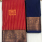 Pure Kanchi Soft Silk Blue And Gold Border Saree For Women In USA