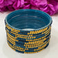 Beautiful Teal Blue Color Stone Design Glass Bangles For Women