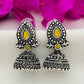 Beautiful Yellow And Silver Designer Oxidized Jhumkhas For Women