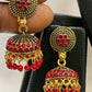 Charming Red Color Stoned Jhumka Earrings For Women In Prescott