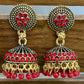 Charming Red Color Stoned Jhumka Earrings For Women In Tempe