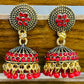 Charming Red Color Stoned Jhumka Earrings For Women In Chandler