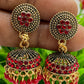 Charming Red Color Stoned Jhumka Earrings For Women In USA