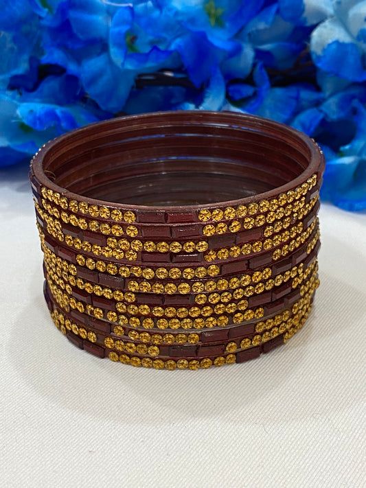 Beautiful Brown Color Unique Design Glass Bangles For Women