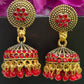 Charming Red Color Stoned Jhumka Earrings For Women
