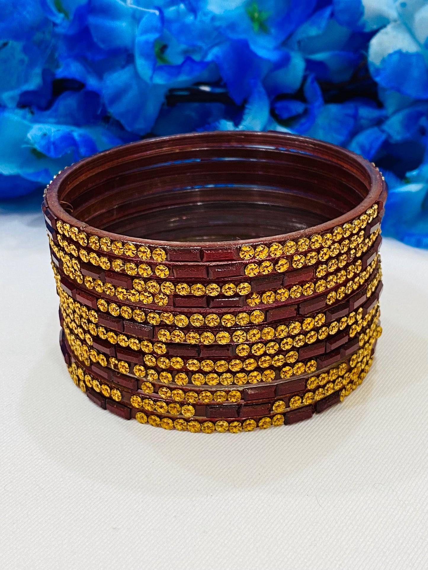 Beautiful Brown Color Unique Design Glass Bangles For Women