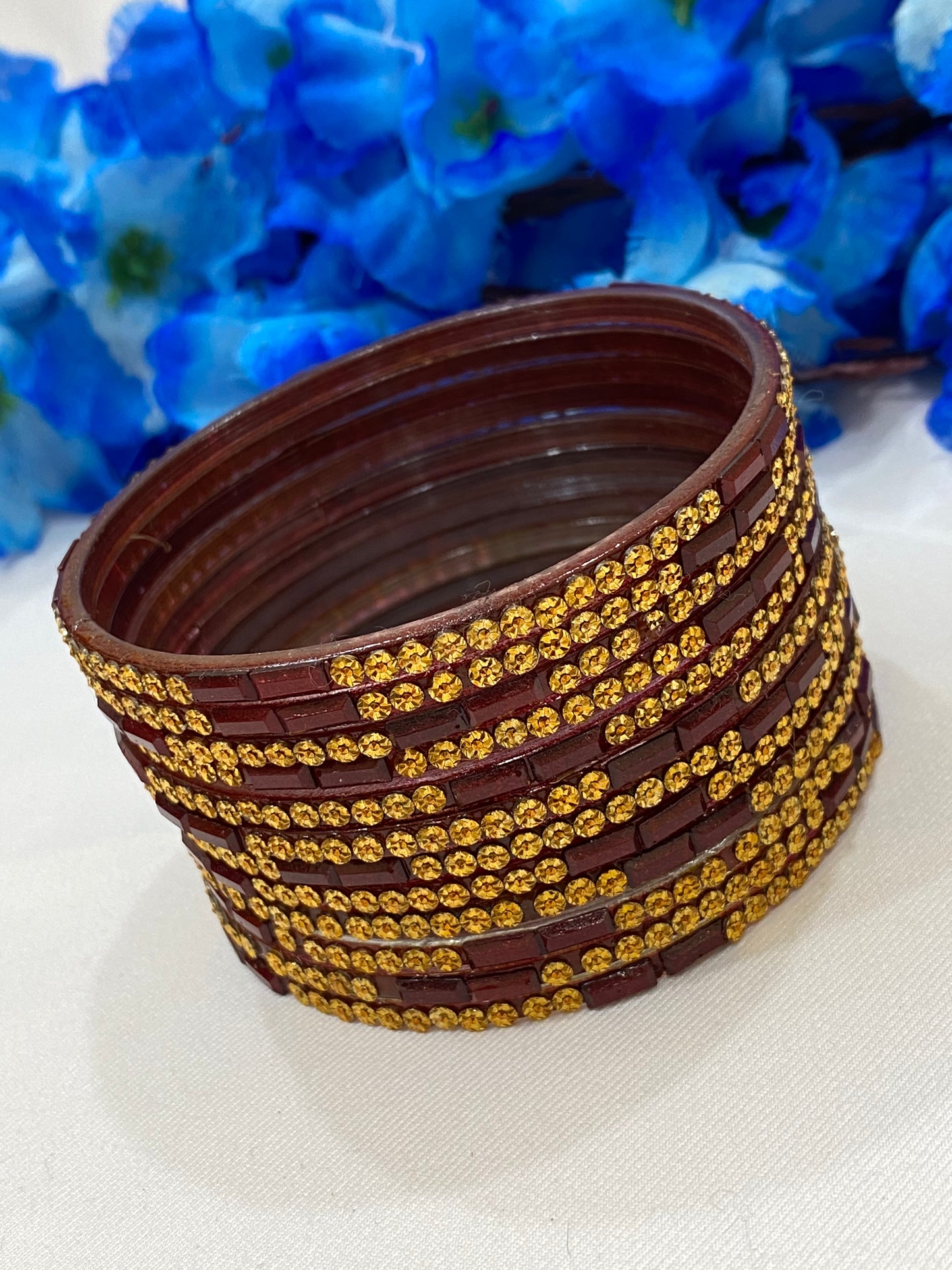 Beautiful Brown Color Unique Design Glass Bangles For Women