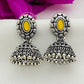 Elegant Yellow Color Designer Silver Oxidized Jhumkhas For Women In USA