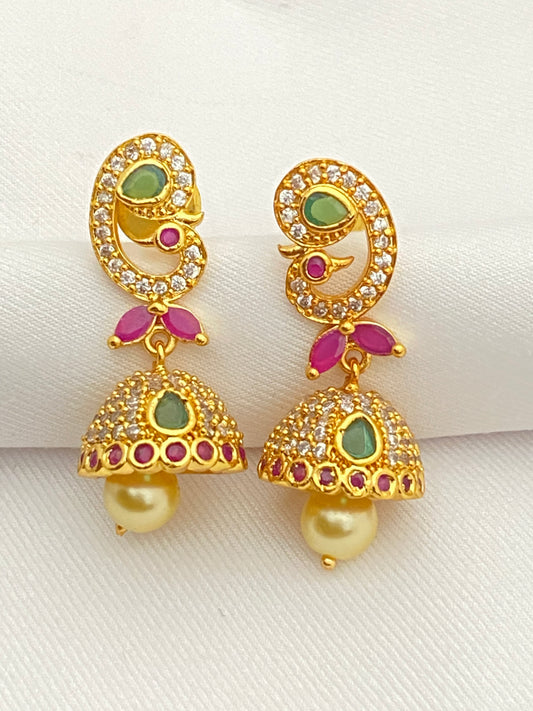 Appealing Gold plated peacock Jhumka Earrings For Women