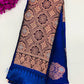 Charming Blue Color Fancy Design Art Silk Saree With Contrast Rich Pallu