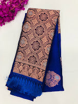 Charming Blue Color Fancy Design Art Silk Saree With Contrast Rich Pallu