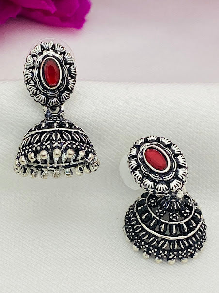 Red Color Stoned Earring For Women in Chandler