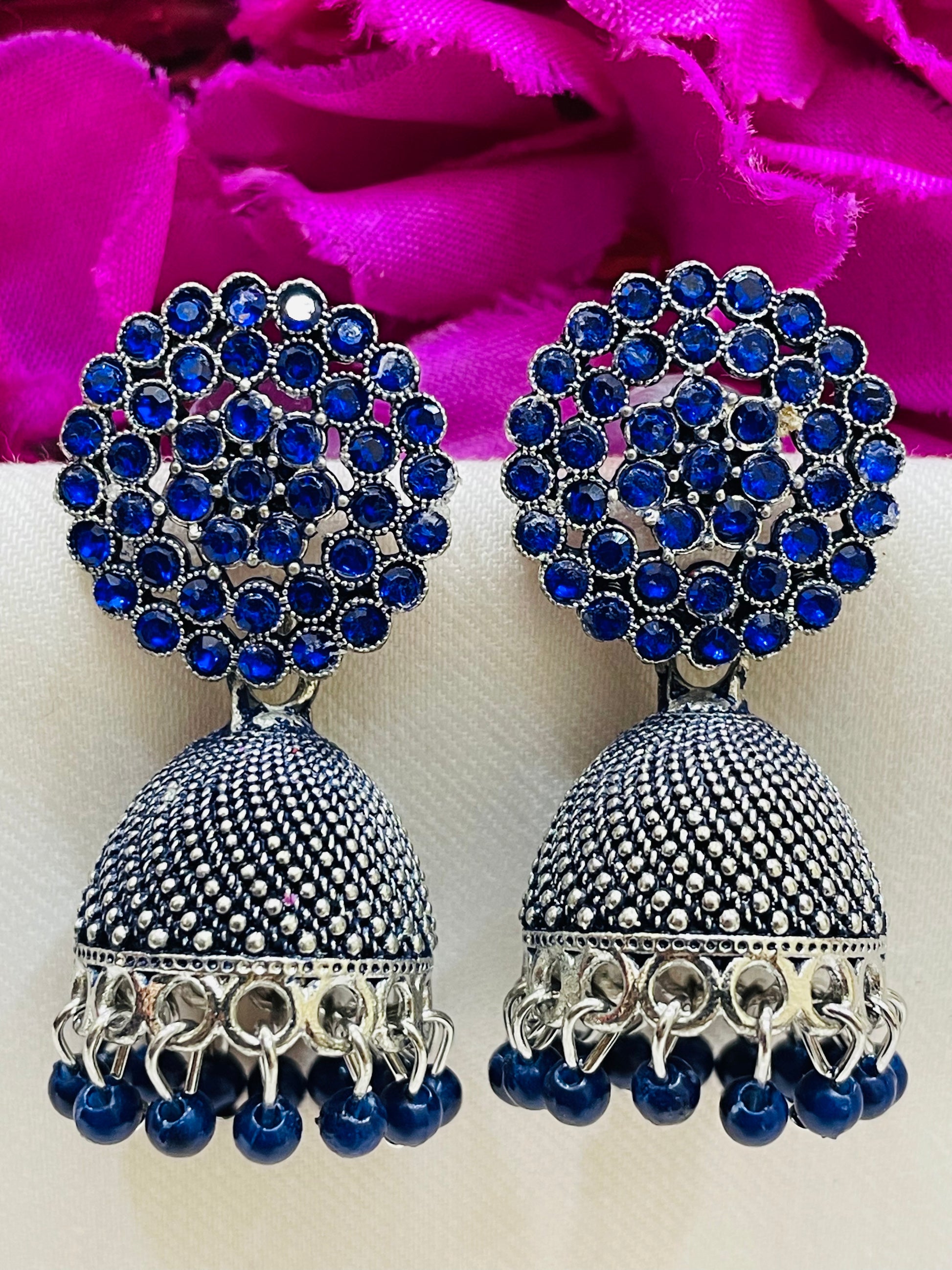 Blue Color Oxidized Design Earrings  In Tempe