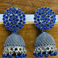 Blue Color Oxidized  Design Earrings For Women In USA