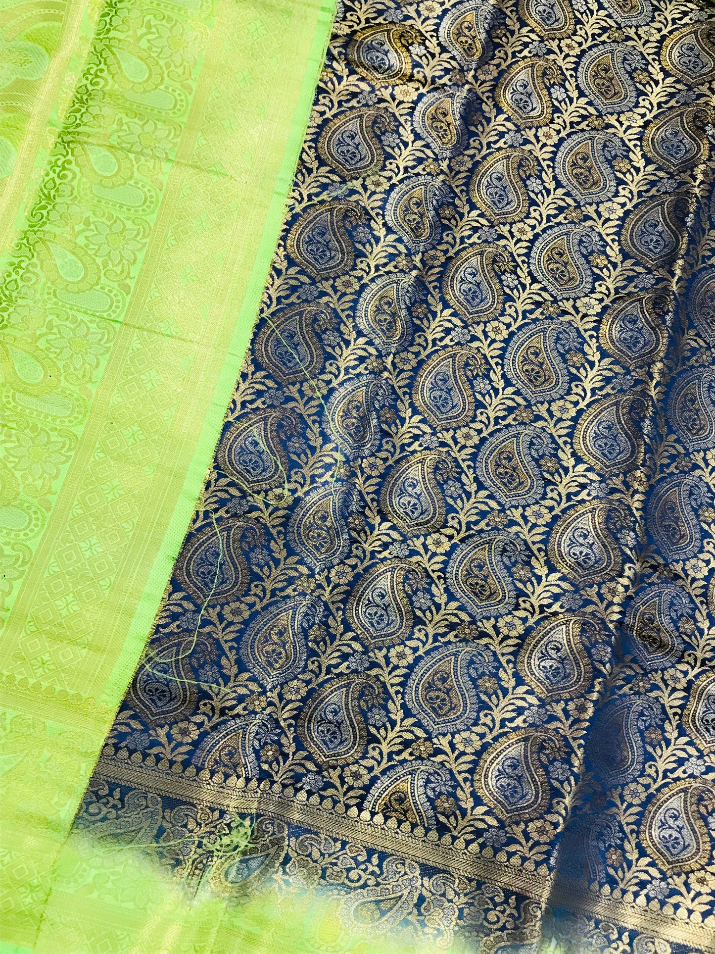 Attractive Blue Color Banarasi Soft Silk Saree With Contrast Green Border In Phoenix 