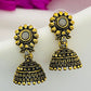 Dazzling Grey And Gold Colored jhumkas With Antique Gold