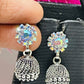 Silver Colored Oxidized Jumka Design Earrings In USA