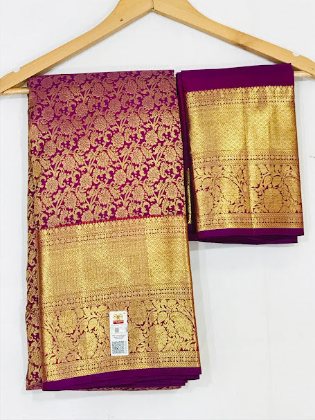 Pure Kanchi Silk Saree With Gold Zari Work - SILKMARK CERTIFIED In USA