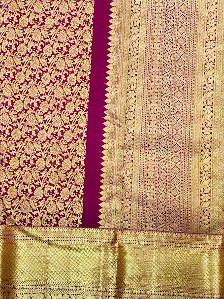 Appealing Purple Color Pure Kanchi Silk Saree With Gold Zari Work - SILKMARK CERTIFIED In Phoenix