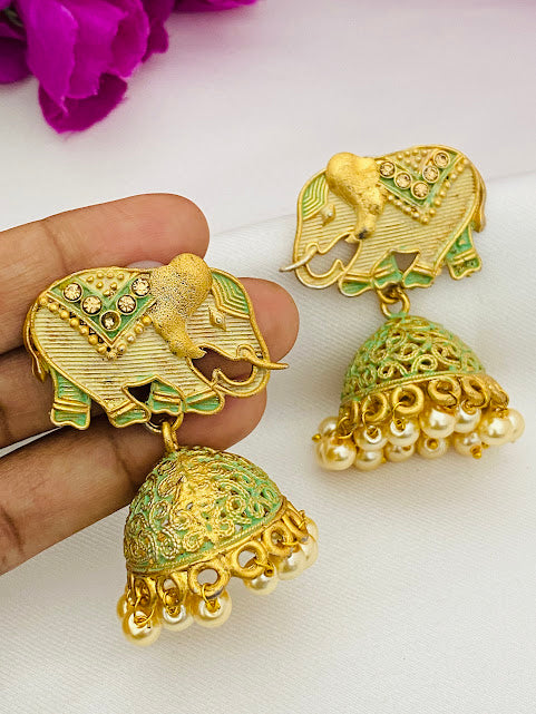 Elephant Earrings With Jhumkas In USA