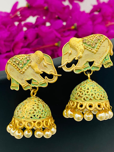 Gorgeous Elephant Earrings With Jhumkas In Mesa