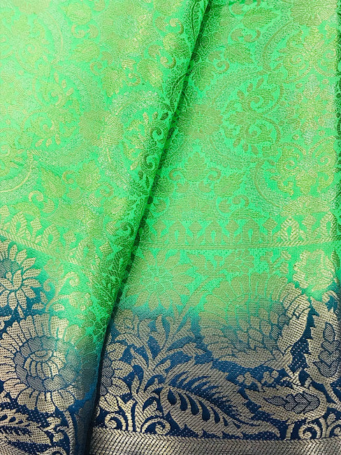 Fabulous Light Green Color Banarasi Soft Silk Saree With Contrast Pallu In USA