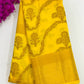 Lovely Yellow Color Flower With Leaf Design Silk Cotton Saree And Pallu Brocade Design.