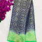 Charming Blue Color Banarasi Soft Silk Flower Modify Saree With Brocade Blouse