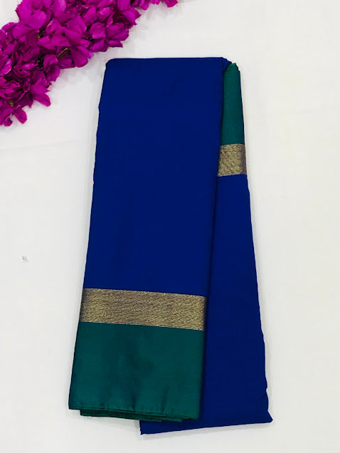 Dazzling Blue Colored Art Silk With Contrast Rich Border Sarees For Women