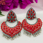 Beautiful Red Colored Pearl Design Oxidized Earrings