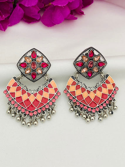Gorgeous Pink Designer Earrings With Beeds