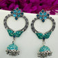Gorgeous Oxidized Long Jhumka Teal Green Colored Earrings