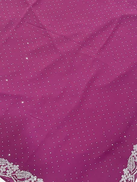 Wine Color Chiffon Saree With Stone Work In Chandler