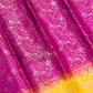 Beautiful Pink Color Banarasi Soft Silk Saree With Contrast Yellow Border In USA