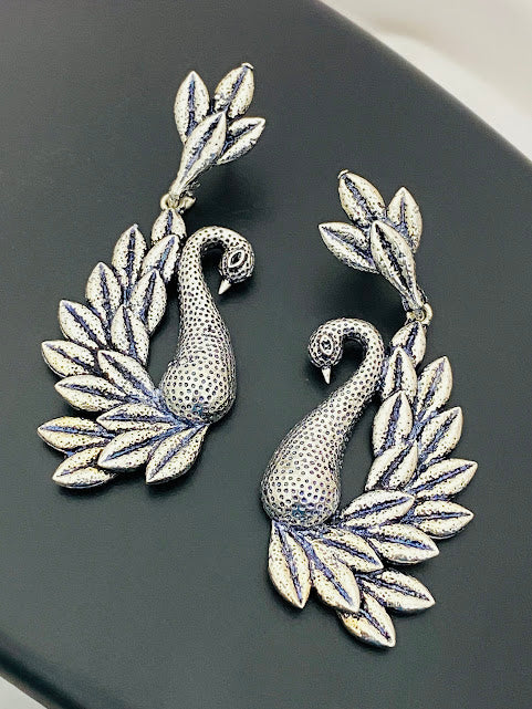 Oxidized Peacock Designer Earrings In USA