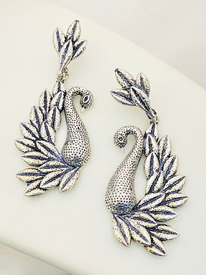 Pretty Oxidized Peacock Designer Earrings