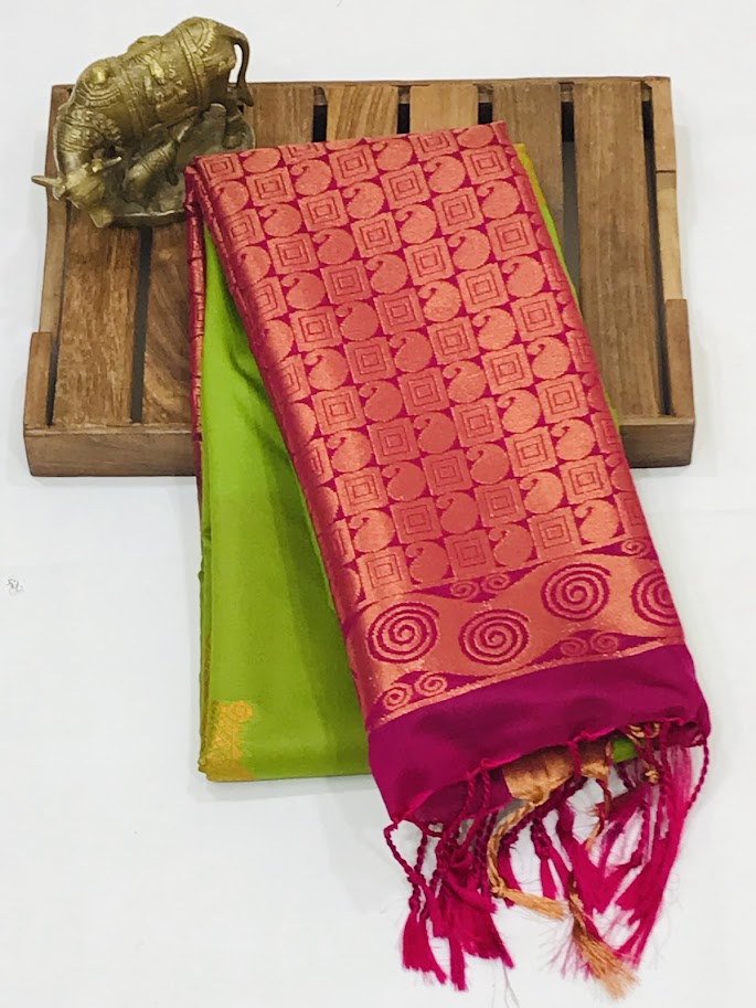  Green Color Art Silk Saree With Contrast Border Near Me