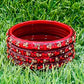 Beautiful Red Color Stoned Design Glass Bangles For Women