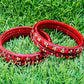 Red Color Stoned Design Glass Bangles Near Me