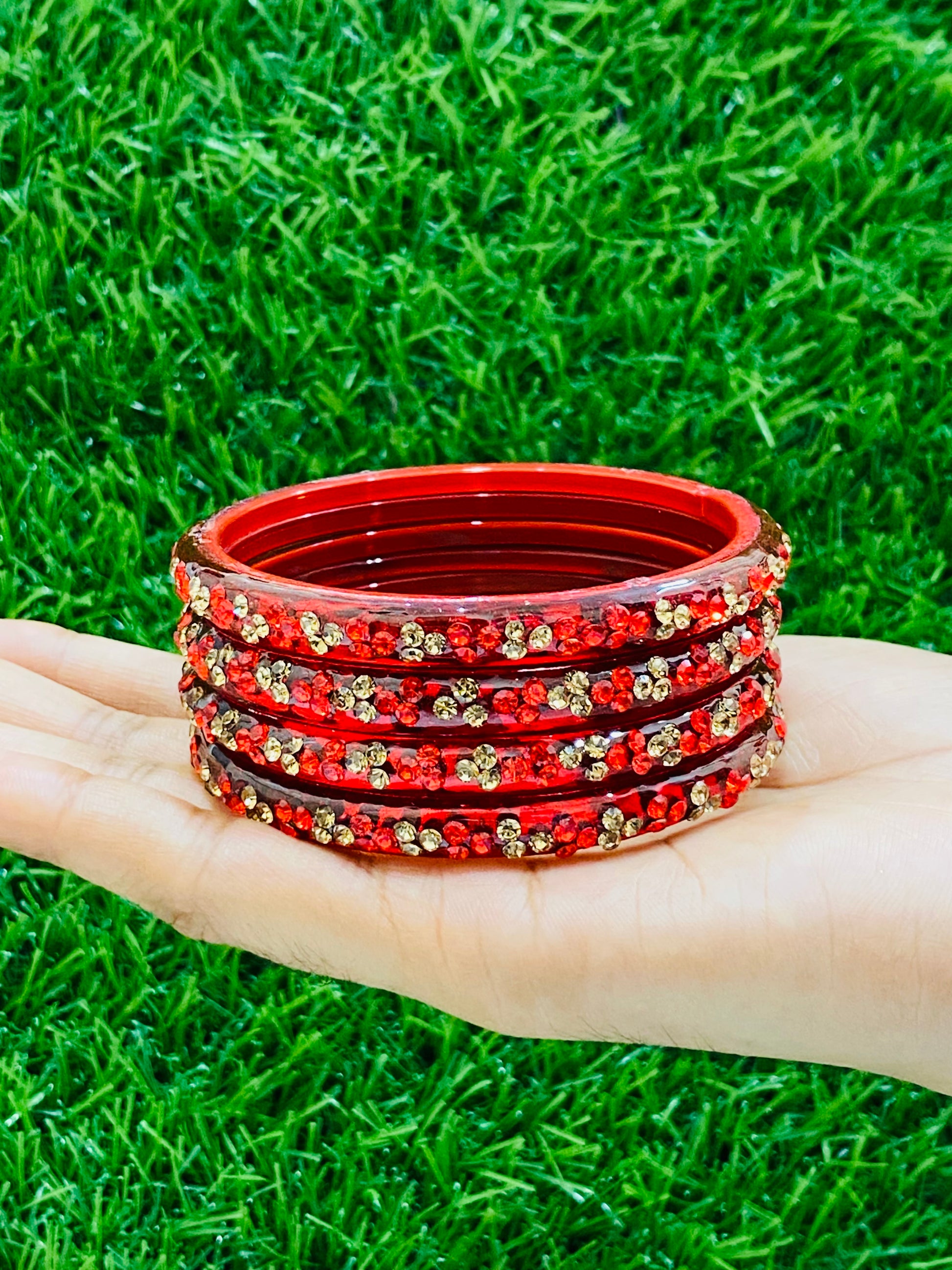 Stoned Design Glass Bangles in Chandler