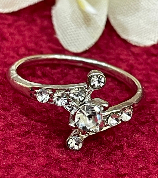 Fantastic Oxidized Silver Colored Stone Work Design Ring For Women